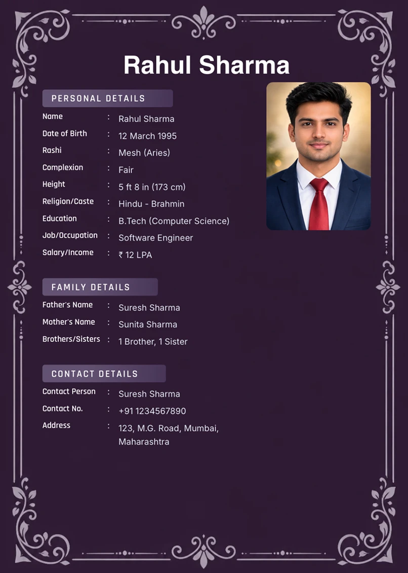Biodata template preview