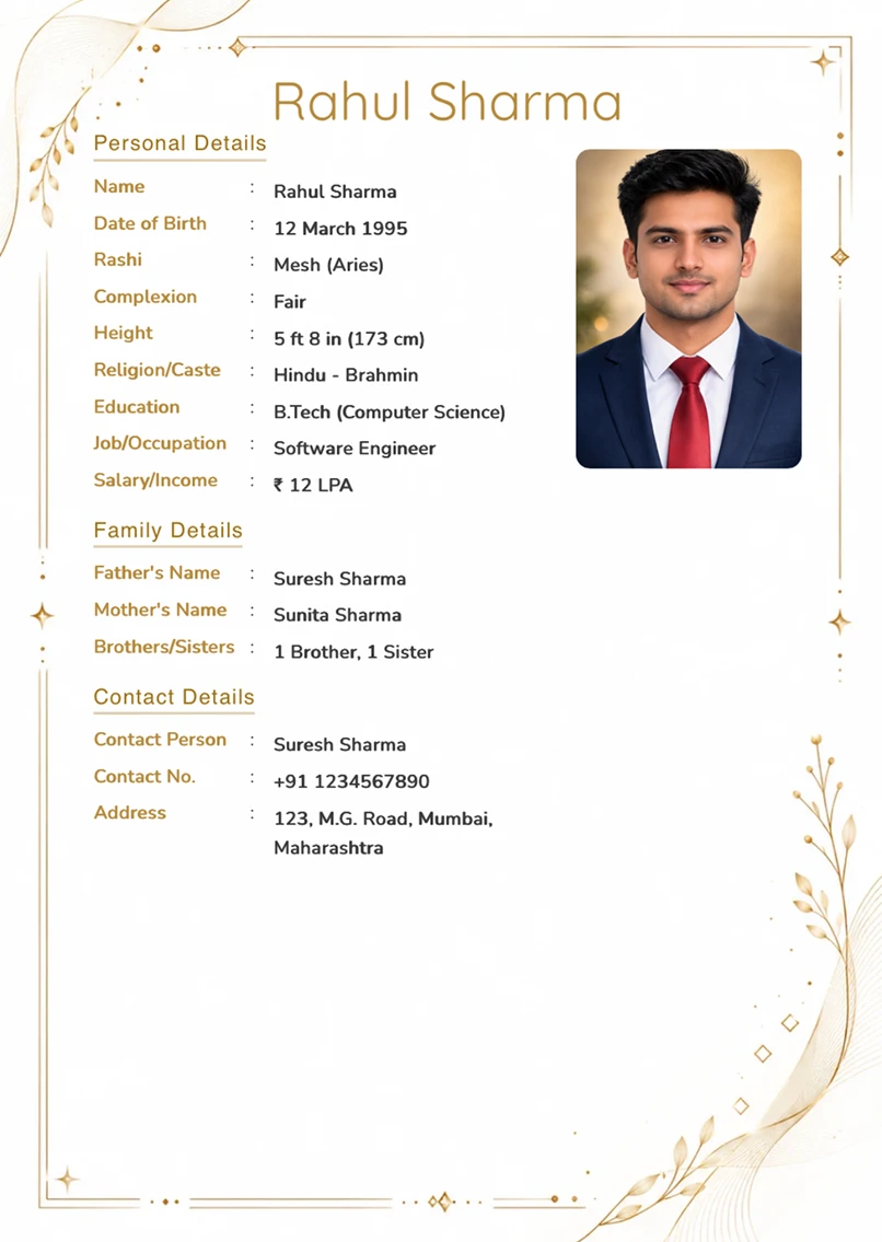 Biodata template preview