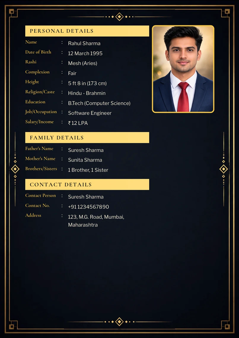 Biodata template preview