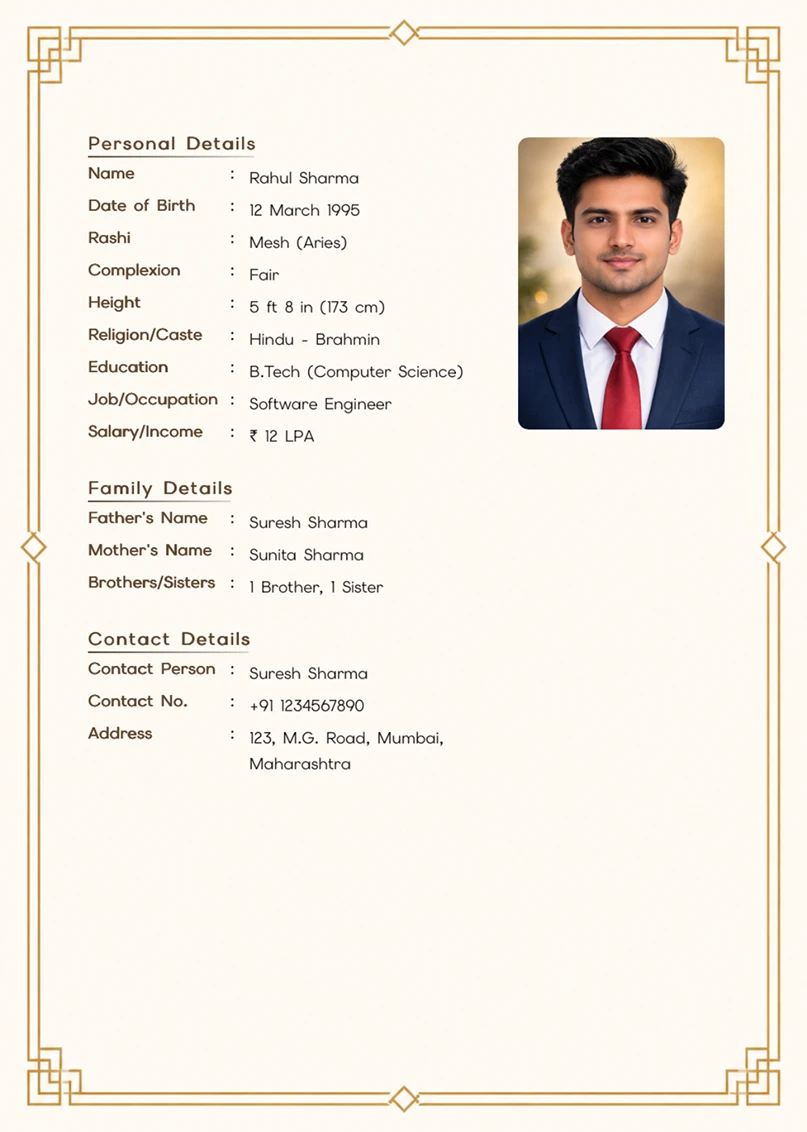 Biodata template preview