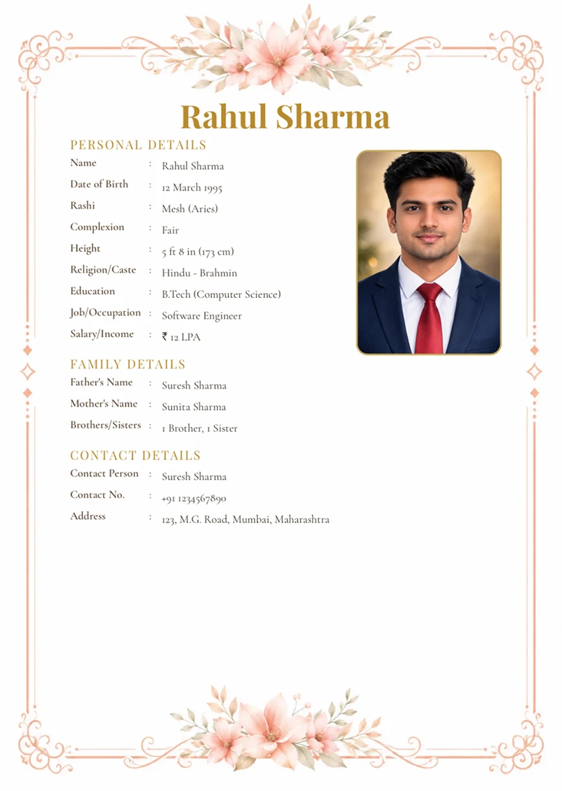 Biodata template preview