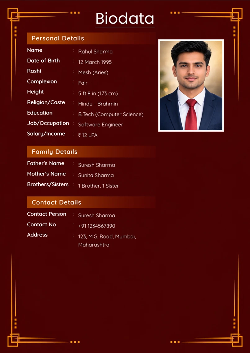Biodata template preview