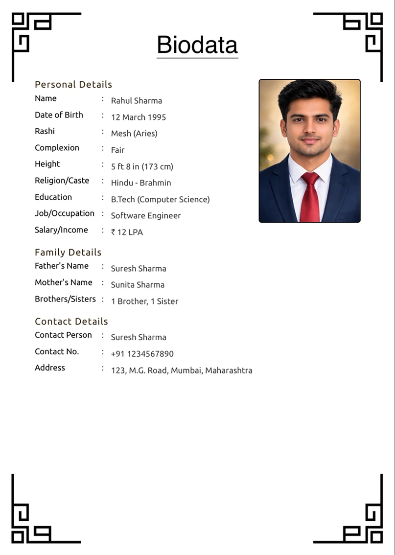 Biodata template preview